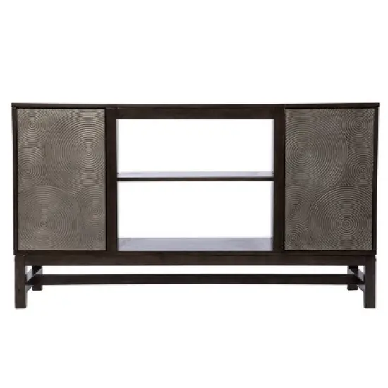 Tifchar Storage Media Cabinet Brown/Antique Silver - Aiden Lane image {3}