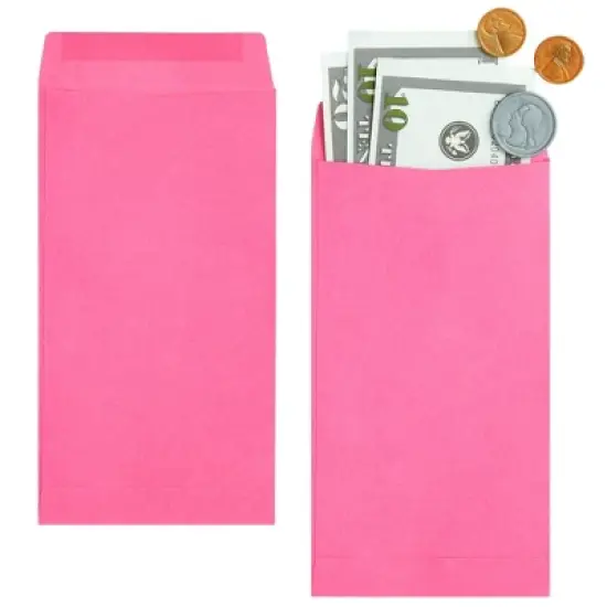 Paper Junkie 100 Pack Money Envelopes for Cash, Payroll, Money Saving, Coins, Currency, 100GSM, Pink, 6.5 x 3.5 inches image {6}