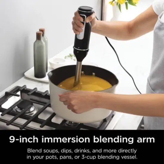 Ninja Foodi Power Mixer System with Hand Blender & Hand Mixer Combo and 3-Cup Blending Vessel - CI101: Immersion Blender, 5 Speeds, Whisk image {9}