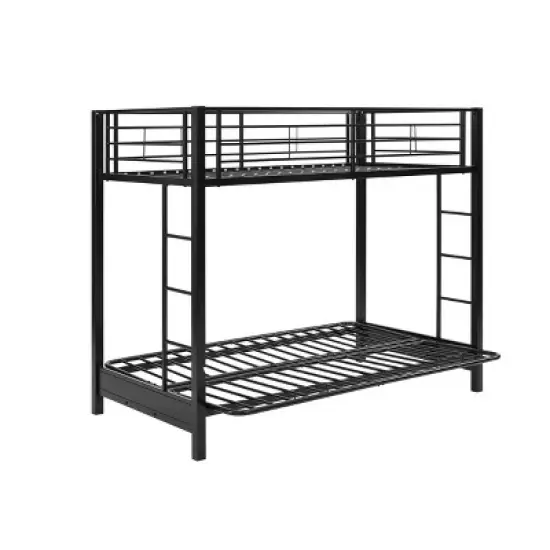 Twin Over Futon Analise Metal Bunk Bed Black - Saracina Home image {3}