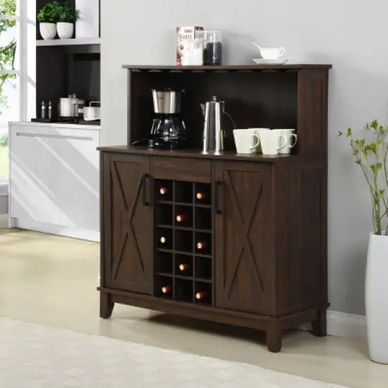 Home Source Bar Cabinet with Wine Rack in Charcoal Finish image {5}