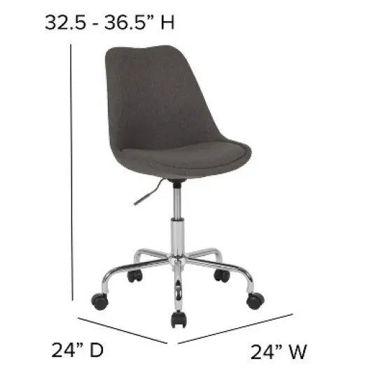 Emma and Oliver Mid-Back Dark Gray Fabric Pneumatic Lift Task Office Chair image {3}