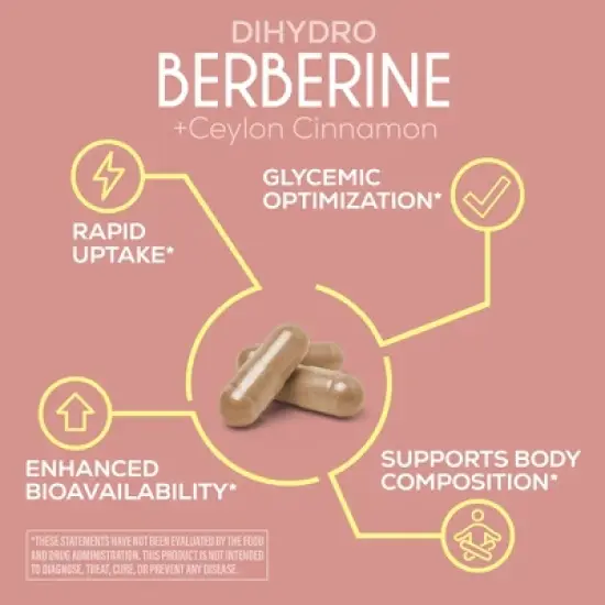 Berberine + Ceylon Cinnamon Capsules, Support Balanced Metabolism, Healthy Blood Sugar Levels & Weight Management, Sunwarrior, 60ct image {5}