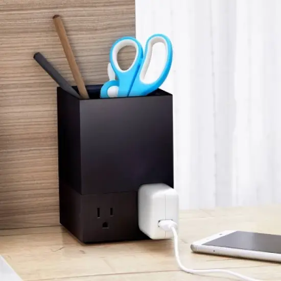 Office Konnect Stackable Power Hub Black - Bostitch: Desk Organization Set, Small Office Supplies, Black Mesh image {5}