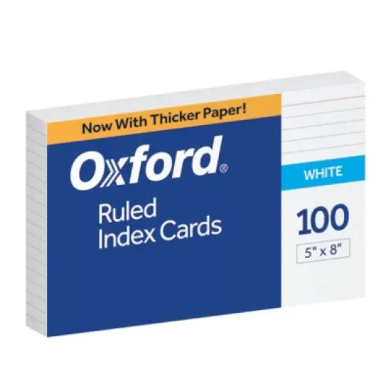 Oxford&reg; Ruled Index Cards, 5" x 8", White, 100 Per Pack, 10 Packs image {1}