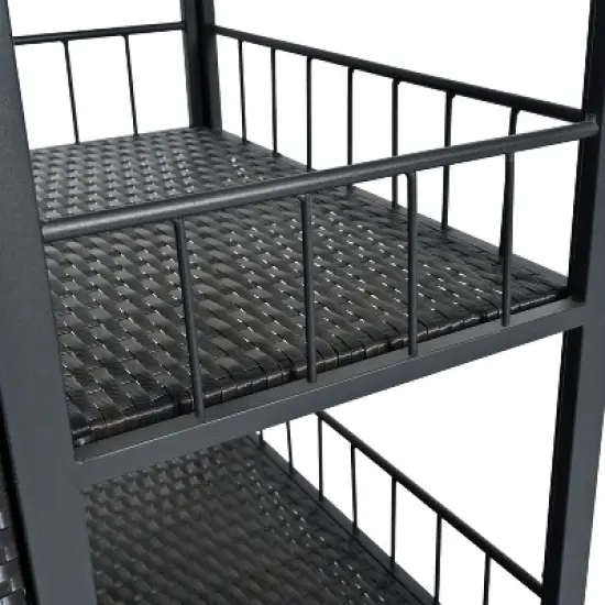 Whisen 63.5" Outdoor Kitchen Island with Foldable Side Table, Storage and Bottle Opener - Dark Brown image {13}