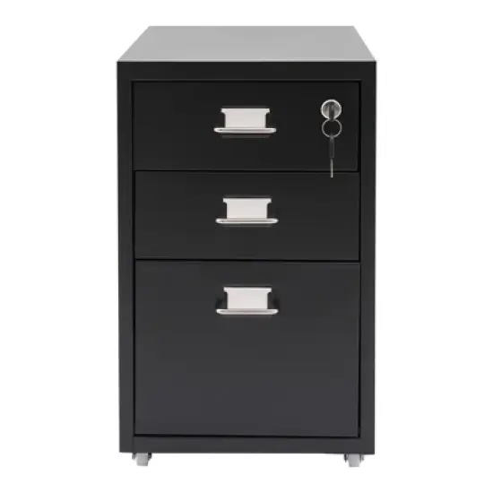YIYIBYUS Vertical File Cabinet, Metal Mobile File Cabinet with Lock, Black image {7}