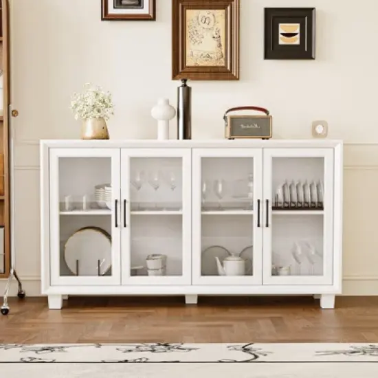 Famapy Modern Minimalist Kitchen Pantry with Glass Doors,Buffet Sideboard Cabinet,Large-Capacity Zoned Storage,Multi-use for Dish & Food Storage image {14}