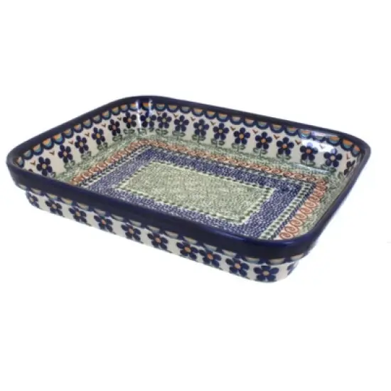 Blue Rose Polish Pottery 149 Vena Small Rectangular Baker image {2}