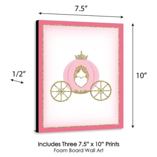 Big Dot of Happiness Little Princess Crown - Castle Nursery Wall Art and Kids Room Decorations - Gift Ideas - 7.5 x 10 inches - Set of 3 Prints image {3}