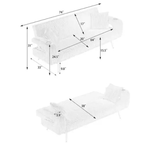 The straight-row white Polyester sofa with throw pillows, featuring a minimalist style, is suitable for the living room and study image {10}