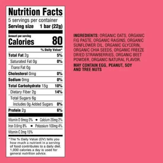 Organic Strawberry And Beet Snack Bars - 3.17oz/5ct - Good & Gather&trade; image {3}