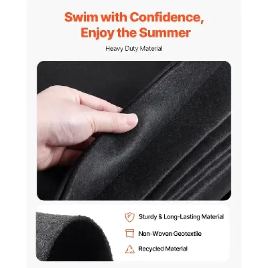 VEVOR Oval Pool Liner Pad, 12 x 24 ft Pool Liner Pad for Above Ground Swimming Pools, Extra-Thick Pool Mat, Prevents Punctures, Black image {3}