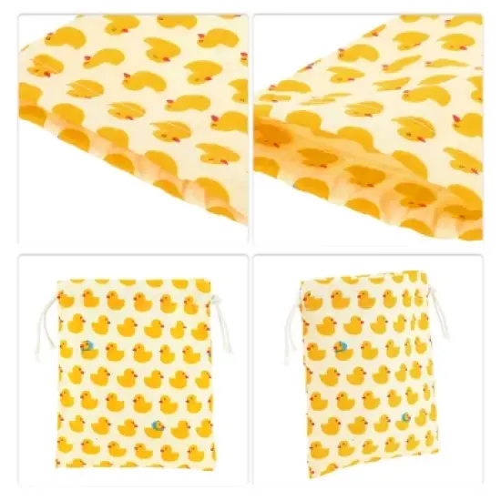 Unique Bargains Women Durable Drawstring Ducks Cosmetic Bag Yellow 1 Pc image {2}