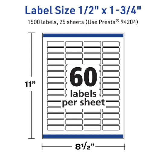 Avery TrueBlock Matte White Paper Labels,  1/2" x 1-3/4" Rectangle image {4}