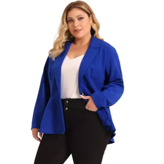 Agnes Orinda Women's Plus Size High-Low Hem Workwear Formal Peplum Blazers image {18}