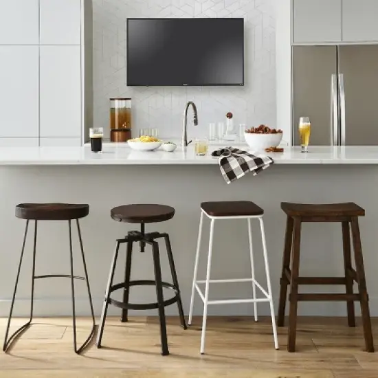 Halifax Farmhouse Wood Barstool - Threshold image {3}