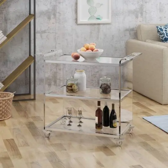 Yves Acrylic Bar Trolley Clear - Christopher Knight Home image {1}