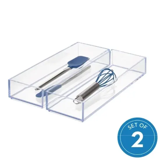 iDESIGN Clarity Drawer Organizer Kitchen Organization Silverware Spatula Gadget Clear: Plastic Utensil Storage, 12"x4"x2" image {2}