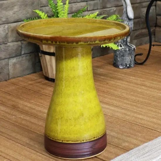 Sunnydaze Outdoor Weather-Resistant Garden Patio High-Fired Smooth Ceramic Hand-Painted Duo Tone Bird Bath image {5}