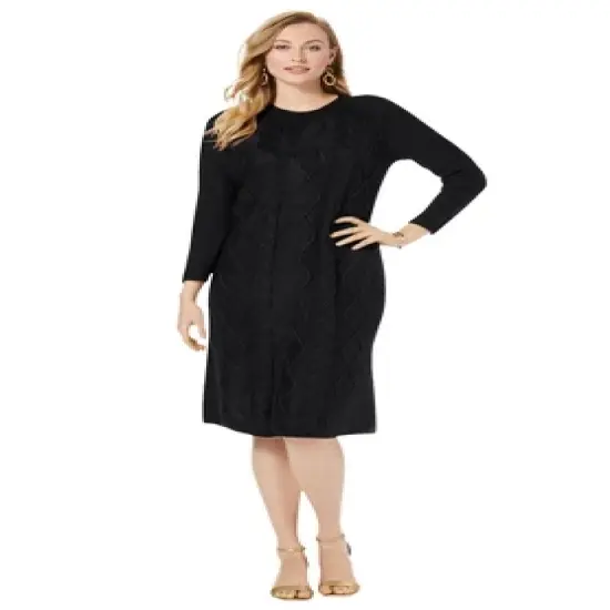 Jessica London Women&rsquo;s Plus Size Cable Sweater Dress image {4}