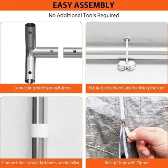 Heavy-Duty Metal Carport Garage with PE Cover and Steel Frame, Outdoor Shed for Cars, Trucks & Boats, Featuring 4 Doors and Mesh Ventilation Windows image {3}