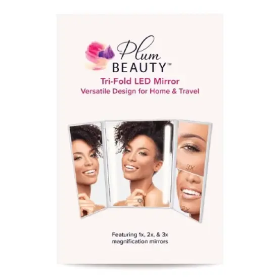 Plum Beauty Foldable LED Lighted Mirror Beauty Tool - 1ct image {1}