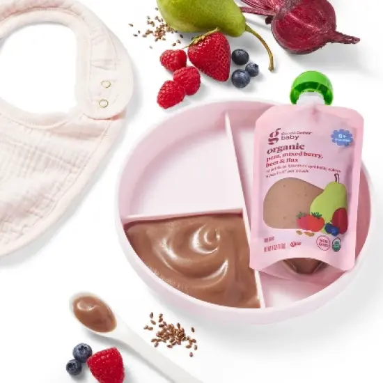 Organic Pear Mixed Berry Beet Flax Baby Food Pouch - 4oz - Good & Gather&trade; image {2}