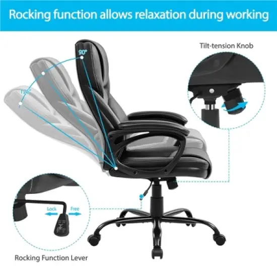 Yaheetech Faux Leather Executive Office Chair with Ergonomic High Back image {6}