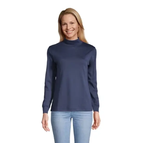 Lands' End Women's Long Sleeve Supima Mock Turtleneck image {4}