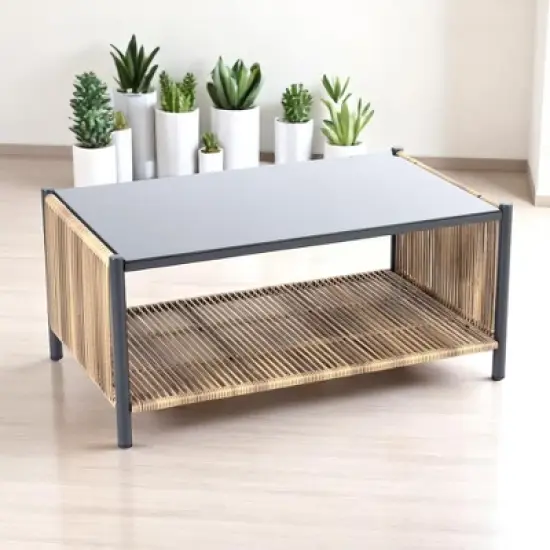 4-Piece Outdoor PE Rattan Sofa Set with Removable Cushion Covers and Coffee Table, Patio Conversation Furniture set image {7}