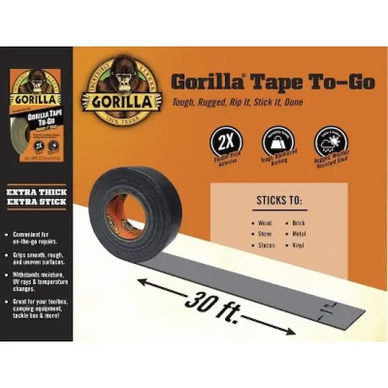 Gorilla Glue  Duct Tape,Black,1 in x 10 yd,17 mil 6100109 image {5}