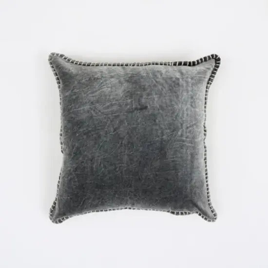 Chery Life Stonewashed Cotton Velvet Throw Pillow with Decorative Handstiched Edges-19X19" image {8}