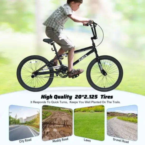 INFURNIC Bicycles Freestyle Kids Bike Single Speed with Rear Caliper Brake for Boys and Girls 7 Years and Up, Black, 55.12"*25.2"*37" image {4}