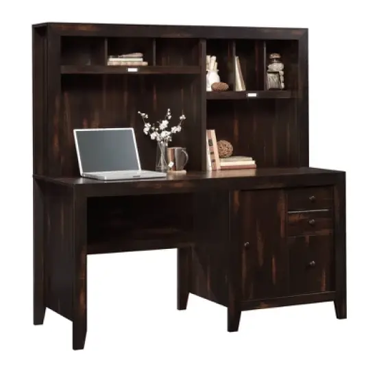Dakota Pass Computer Desk with Hutch Light Brown - Sauder image {18}