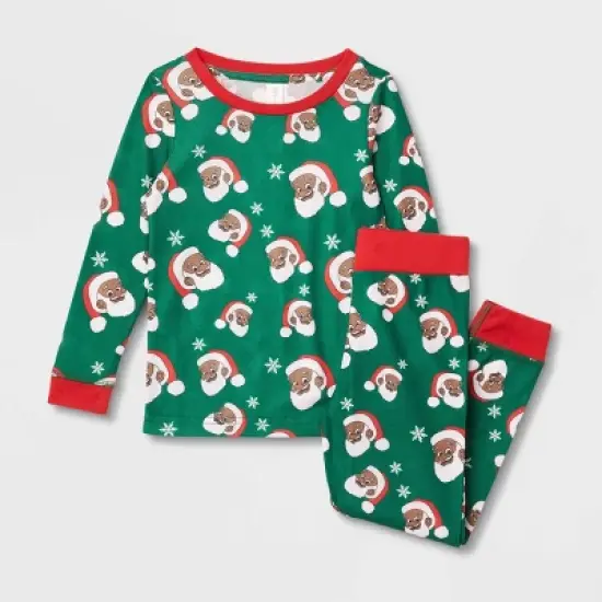 Greentop Gifts Toddler Santa Print Matching Family Pajama - Green image {1}