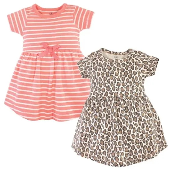 Touched by Nature Baby and Toddler Girl Organic Cotton Short-Sleeve Dresses 2pk, Leopard image {3}