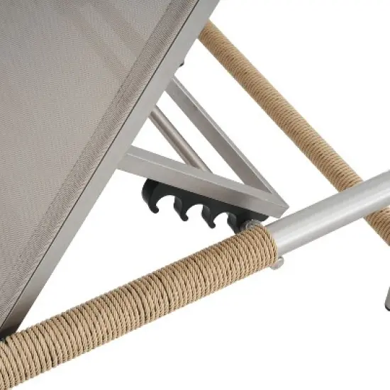 Christopher Knight Home Ally Patio Adjustable Mesh and Aluminum Chaise Lounges with Rope Wrapping, Silver image {7}