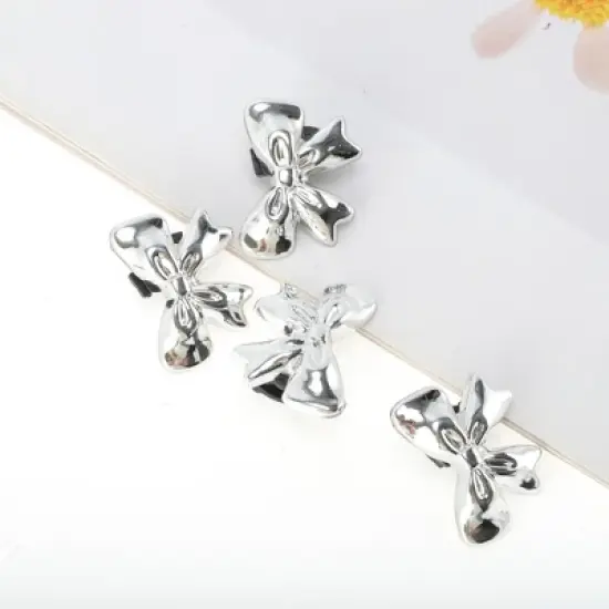 Unique Bargains Bow Shoelace Charms Silver Tone 4 Pcs image {4}