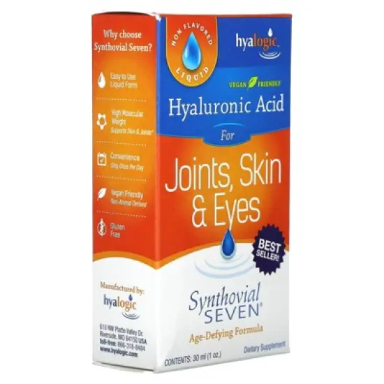 Hyalogic Synthovial Seven Hyaluronic Acid Liquid - HA Joint Support - Vegan - 1 oz image {4}