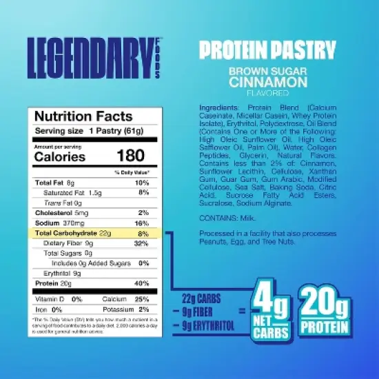 Legendary Foods Gluten Free and Keto Friendly Protein Pastry - Brown Sugar Cinnamon - 2.2oz image {4}