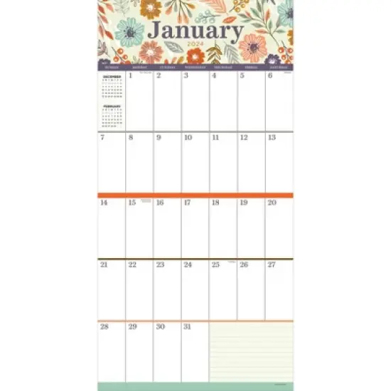 TF Publishing 2024 Wall Calendar 12"x12" Large Grid Floral image {1}
