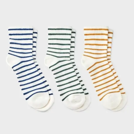 Women's Striped Cushioned 3pk Mid Crew Socks - Universal Thread&trade; 4-10 image {3}