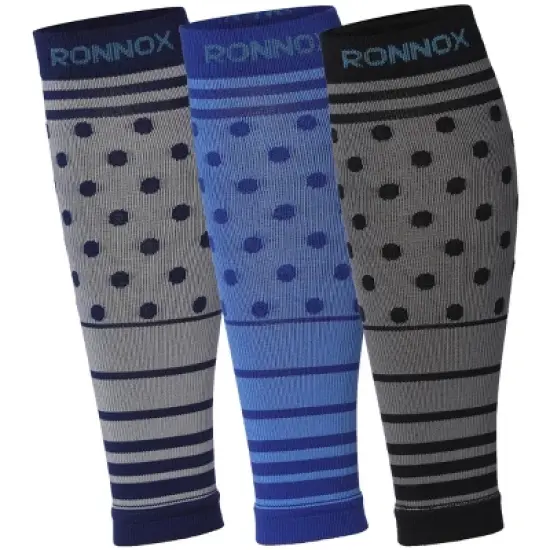 Tipi Toe Unisex 3 Pairs Calf Compression Sleeve Colorful Layers Whimsical Dots 12-14 mmHg Great for Athletic & Medical Use image {4}