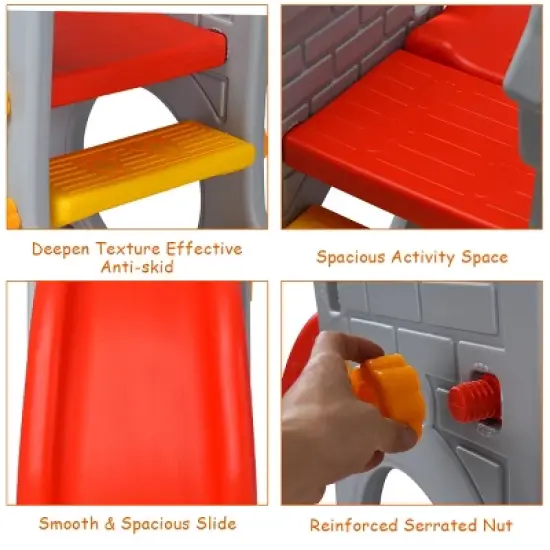 Children Climber Slide Set w/ Basketball Hoop and Telescope Toy Indoor & Outdoor image {7}