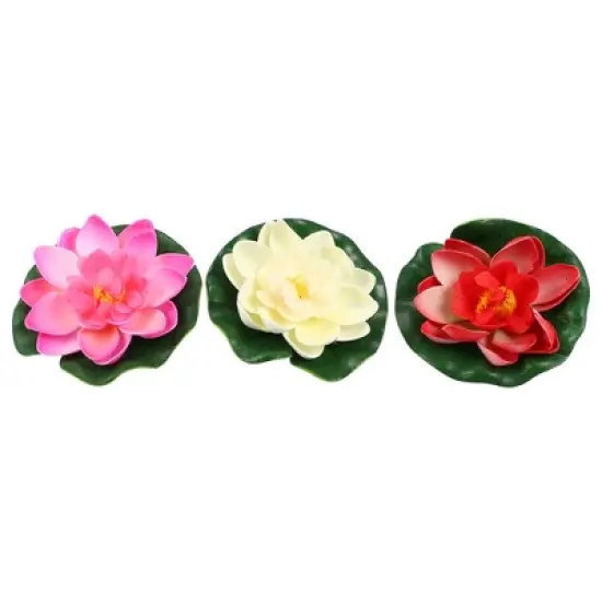 Unique Bargains Artificial Lotus Flowers for Garden Ponds Pool Decoration 3 Pcs image {7}