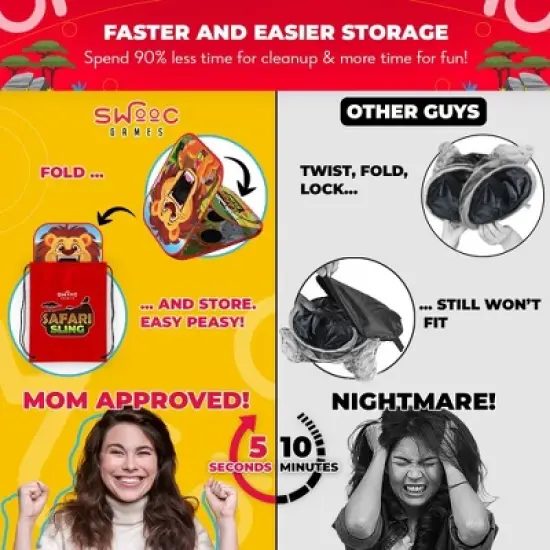 Swooc Games - Safari Sling&trade; | 2-in-1 Bean Bag Toss Game for Kids | 5-Second Setup Kids Cornhole Game Set | Outdoor Toddler Activities | Backyard Games image {4}