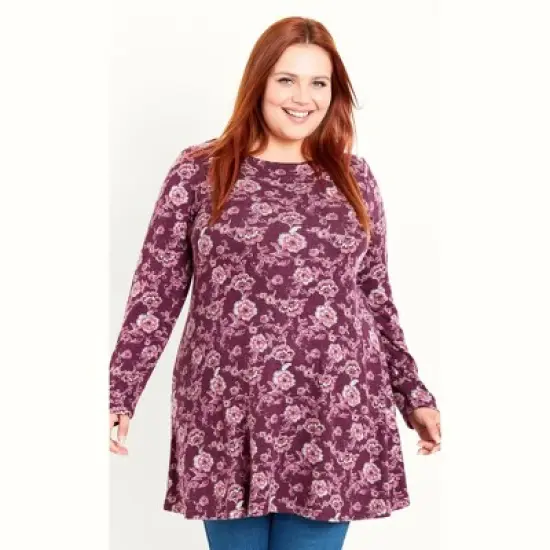 Women's Plus Size Floral Tunic - red | EVANS image {4}