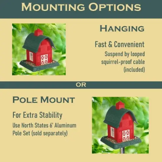 North States Barn Hopper Bird Feeder 13" Red image {4}