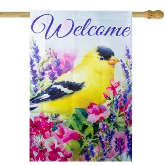 Northlight Welcome Yellow Finch Spring Outdoor House Flag 28" x 40" image {1}